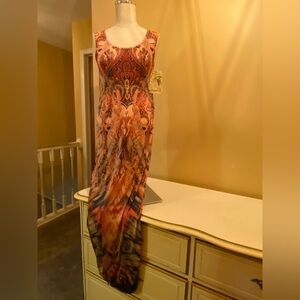 NWT! Elegant One World brand Multicolor Maxi Dress sz extra small Bohemian dress